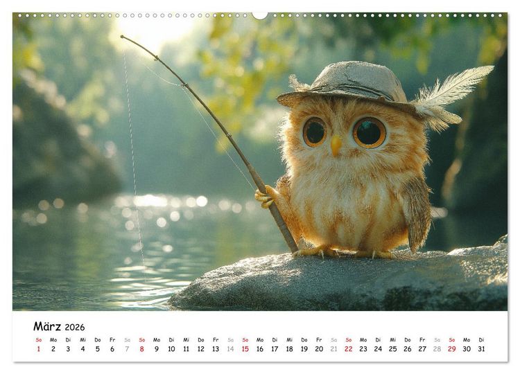 Produktbild: Eulen im Wald - Die geheimen Jobs und Aufgaben (Wandkalender 2026 DIN A2 quer), CALVENDO Monatskalender