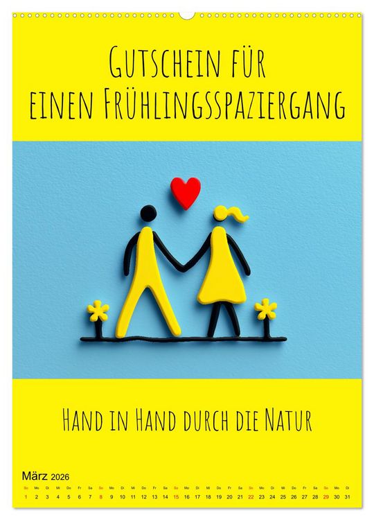 Produktbild: Gutscheinkalender - Gutschein Karten als Geschenk der Liebe (hochwertiger Premium Wandkalender 2026 DIN A2 hoch), Kunstdruck in Hochglanz