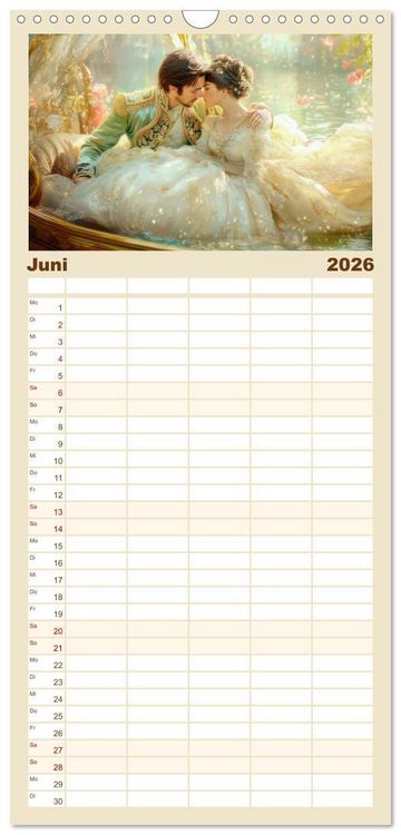 Produktbild: Familienplaner 2026 - Zarte anmutige Romanzen mit 5 Spalten (Wandkalender, 21 x 45 cm) CALVENDO