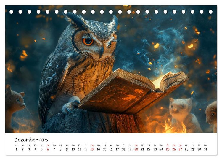 Produktbild: Eulen im Wald - Die geheimen Jobs und Aufgaben (Tischkalender 2026 DIN A5 quer), CALVENDO Monatskalender