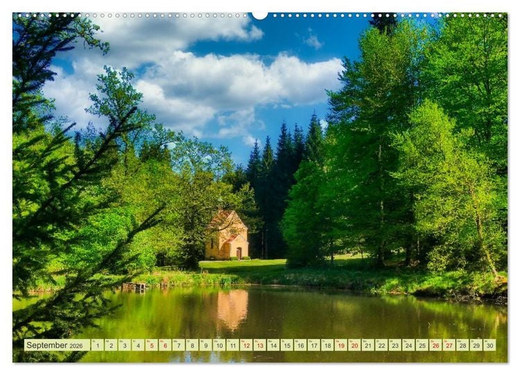 Produktbild: Die Stauden, Kirchen und Kapellen im Naturpark Augsburg westliche W&auml;lder (hochwertiger Premium Wandkalender 2026 DIN A2 quer), Kunstdruck in Hochglanz