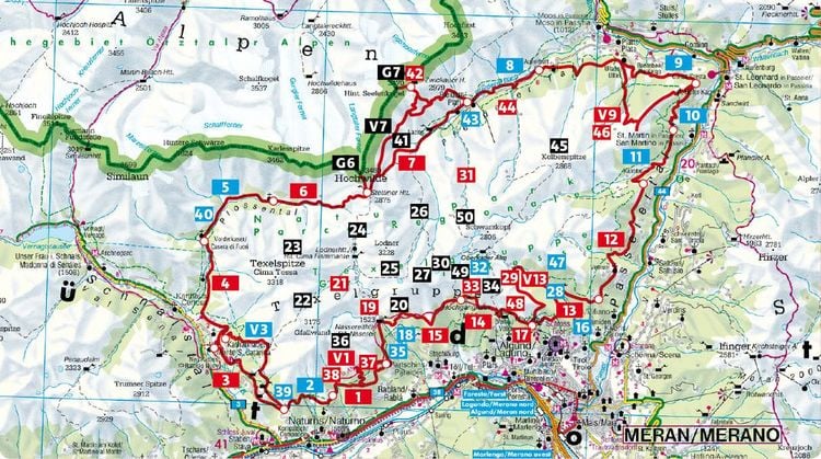 Produktbild: ROTHER Wanderf&uuml;hrer Meraner H&ouml;henweg. Alle Etappen - mit Gipfelrouten und Tagestouren in der Texelgruppe