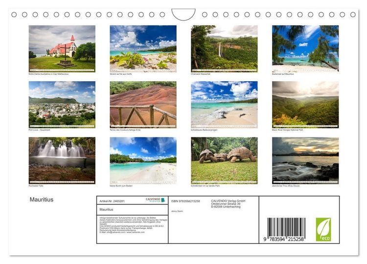 Produktbild: Mauritius (Wandkalender 2027 DIN A4 quer), CALVENDO Monatskalender