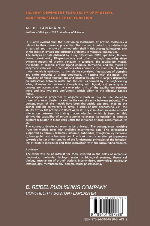 Produktbild: Solvent-Dependent Flexibility of Proteins and Principles of Their Function
