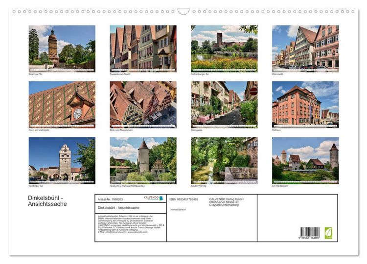 Produktbild: Dinkelsb&uuml;hl - Ansichtssache (Wandkalender 2026 DIN A2 quer), CALVENDO Monatskalender