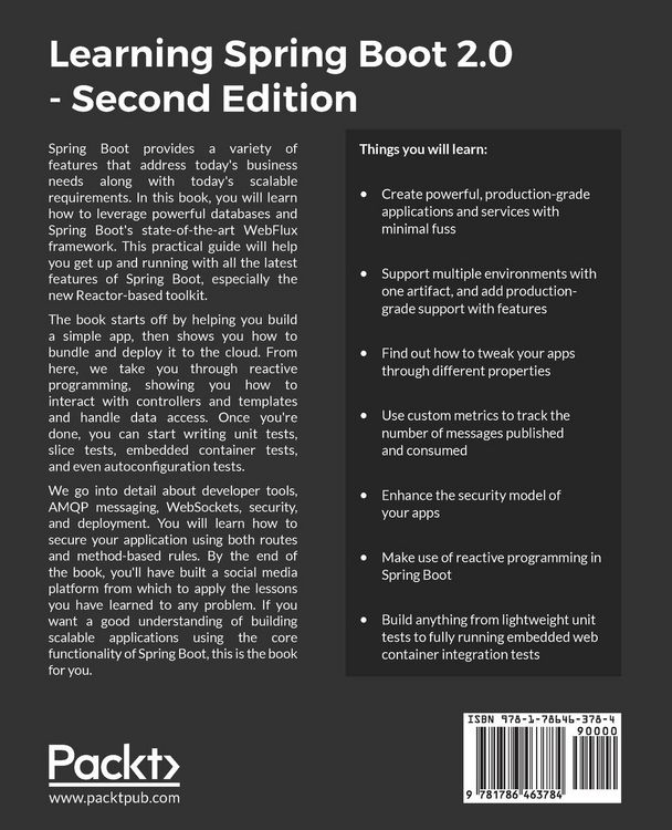Produktbild: Learning Spring Boot 2.0 - Second Edition