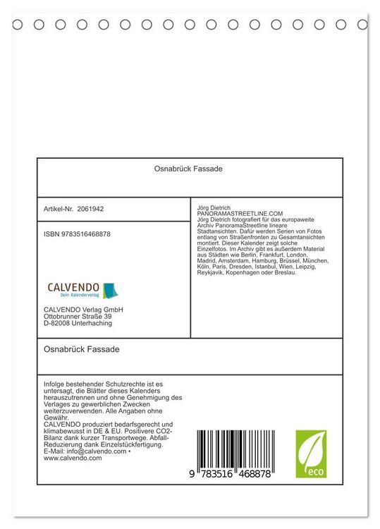 Produktbild: Osnabr&uuml;ck Fassade (Tischkalender 2026 DIN A5 hoch), CALVENDO Monatskalender