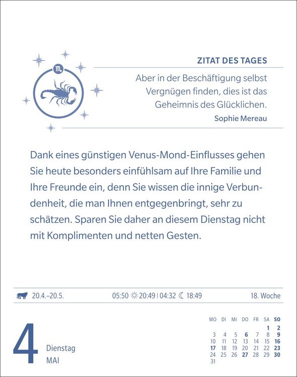 Produktbild: Skorpion Sternzeichenkalender 2027 - Tagesabrei&szlig;kalender - Ihr Horoskop f&uuml;r jeden Tag