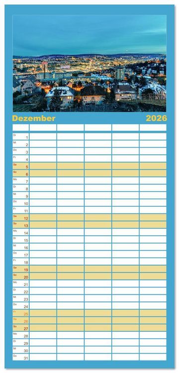 Produktbild: Familienplaner 2026 - Stuttgart, What Else? mit 5 Spalten (Wandkalender, 21 x 45 cm) CALVENDO