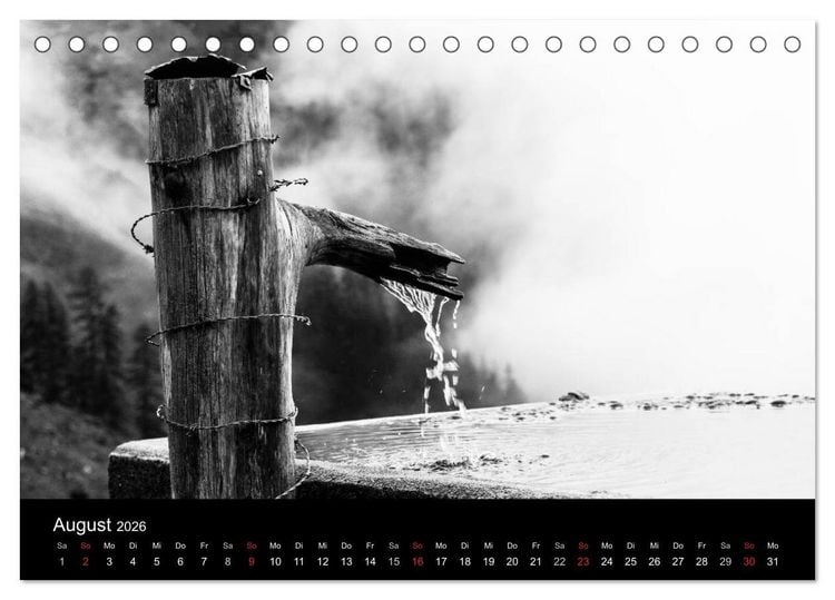 Produktbild: BERGE IN SCHWARZ WEISS (Tischkalender 2026 DIN A5 quer), CALVENDO Monatskalender