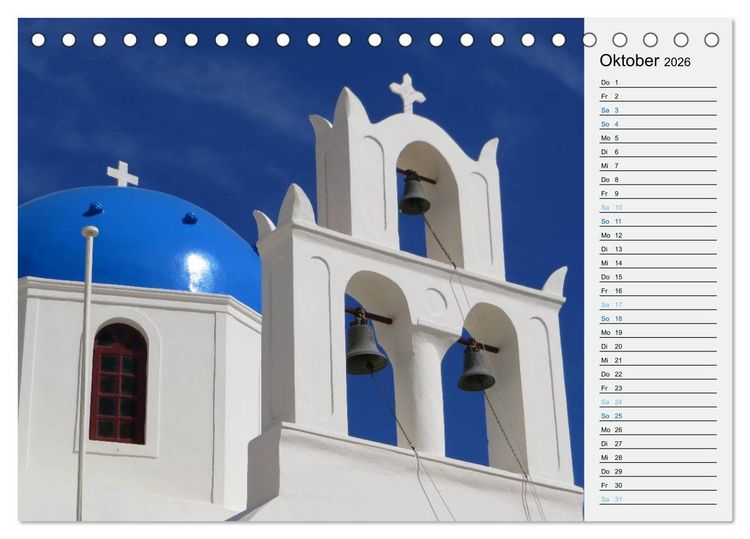 Produktbild: SANTORINI - Idyll auf dem Vulkan (Tischkalender 2026 DIN A5 quer), CALVENDO Monatskalender