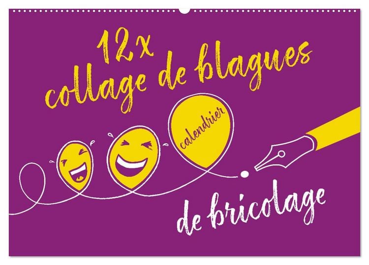 Produktbild: 12 x collage de blagues - calendrier de bricolage (Calendrier mural 2026 DIN A2 vertical), CALVENDO calendrier mensuel