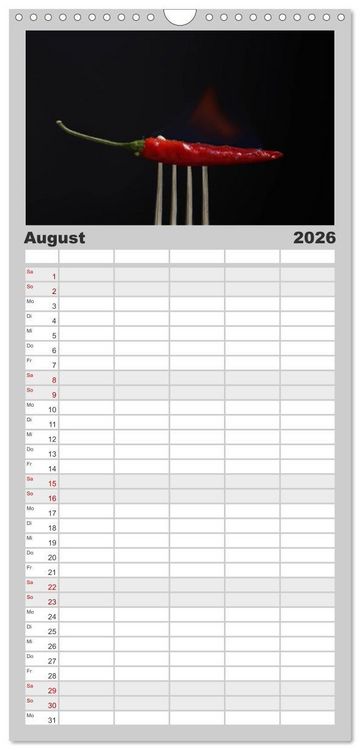 Produktbild: Familienplaner 2026 - Hot Chili K&uuml;chen Kalender mit 5 Spalten (Wandkalender, 21 x 45 cm) CALVENDO
