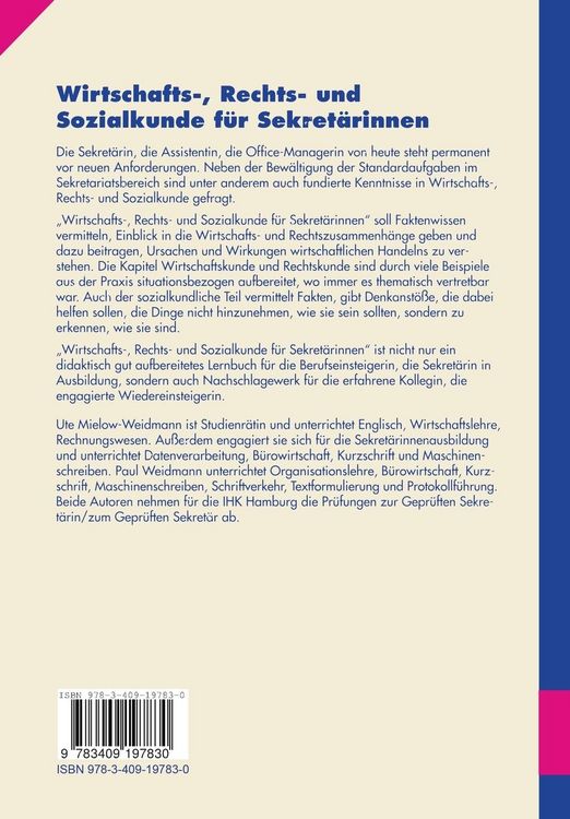 Produktbild: Wirtschafts-, Rechts- und Sozialkunde f&uuml;r Sekret&auml;rinnen