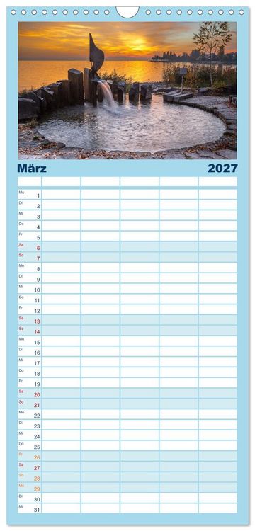 Produktbild: Familienplaner 2027 - Drei L&auml;nder ein See - Bodensee mit 5 Spalten (Wandkalender, 21 x 45 cm) CALVENDO