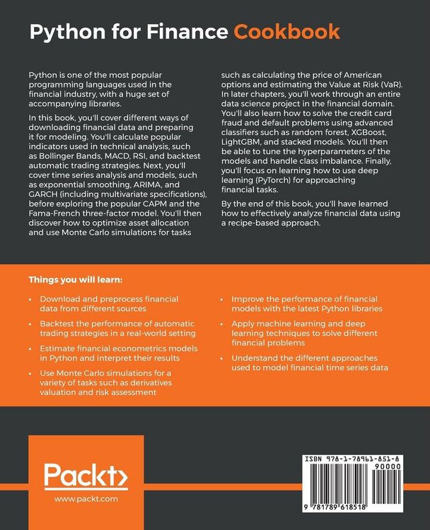 Produktbild: Python for Finance Cookbook
