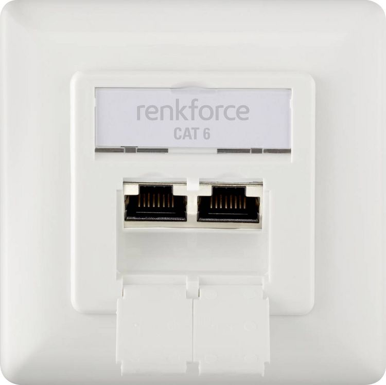 Produktbild: Renkforce Netzwerkdose Unterputz Einsatz CAT 6 2 Port Reinwei&szlig;