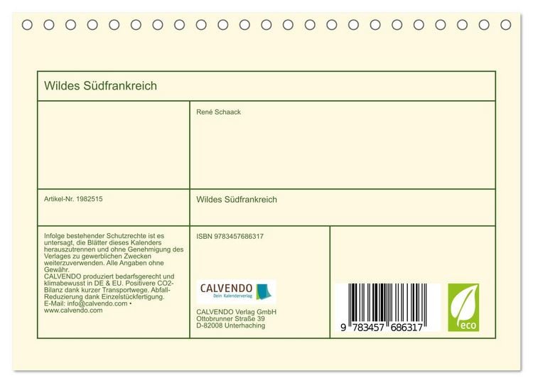 Produktbild: Wildes S&uuml;dfrankreich (Tischkalender 2026 DIN A5 quer), CALVENDO Monatskalender