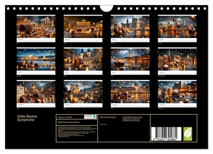 Produktbild: S&uuml;&szlig;e Skyline Symphonie (Wandkalender 2026 DIN A4 quer), CALVENDO Monatskalender
