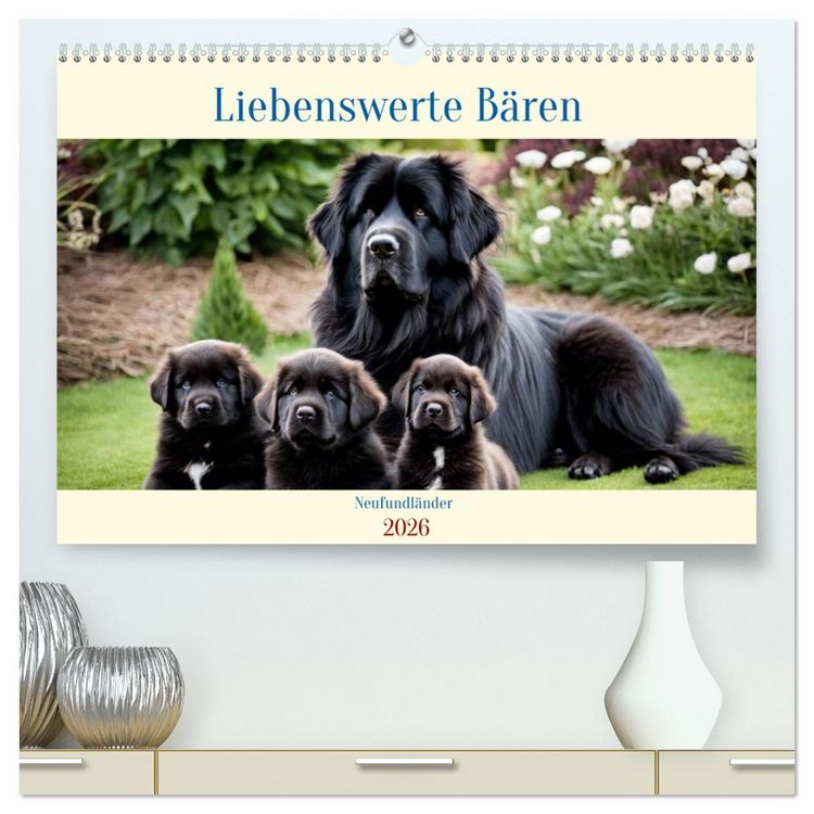 Produktbild: Neufundl&auml;nder - Liebenswerte B&auml;ren (hochwertiger Premium Wandkalender 2026 DIN A2 quer), Kunstdruck in Hochglanz