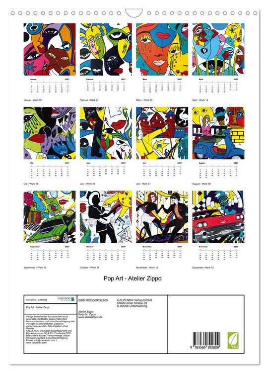 Produktbild: Pop Art - Atelier Zippo (Wandkalender 2027 DIN A3 hoch), CALVENDO Monatskalender