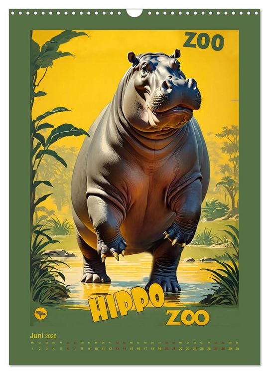 Produktbild: Zoo Vintage-Poster (Wandkalender 2026 DIN A3 hoch), CALVENDO Monatskalender