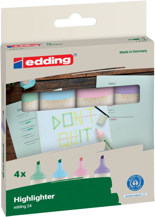 Produktbild: edding Textmarker 24 EcoLine 4er Set pastellfarben