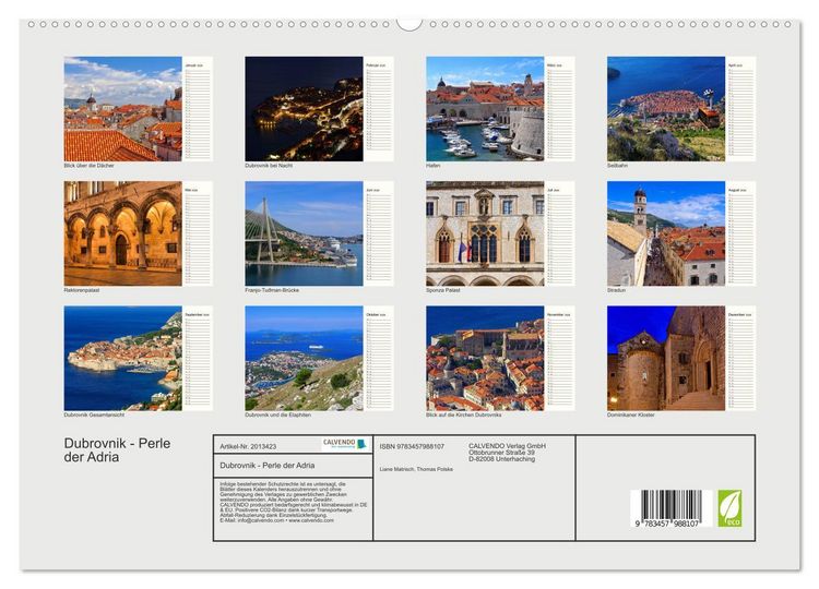 Produktbild: Dubrovnik - Perle der Adria (hochwertiger Premium Wandkalender 2026 DIN A2 quer), Kunstdruck in Hochglanz