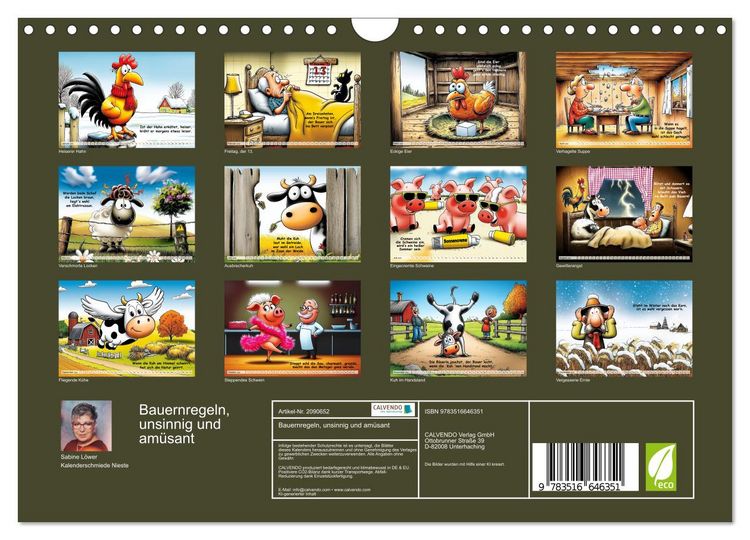Produktbild: Bauernregeln, unsinnig und am&uuml;sant (Wandkalender 2026 DIN A4 quer), CALVENDO Monatskalender