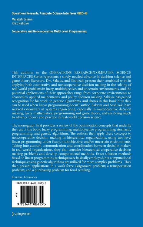 Produktbild: Cooperative and Noncooperative Multi-Level Programming