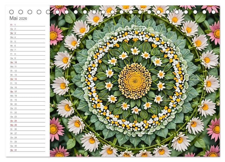 Produktbild: Natural Mandalas - Kraftvolle KI Mandalas aus Naturmaterialien (Tischkalender 2026 DIN A5 quer), CALVENDO Monatskalender
