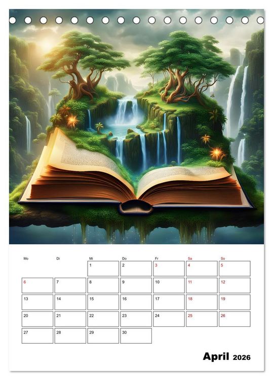 Produktbild: Magische surreale Buchwelten (Tischkalender 2026 DIN A5 hoch), CALVENDO Monatskalender