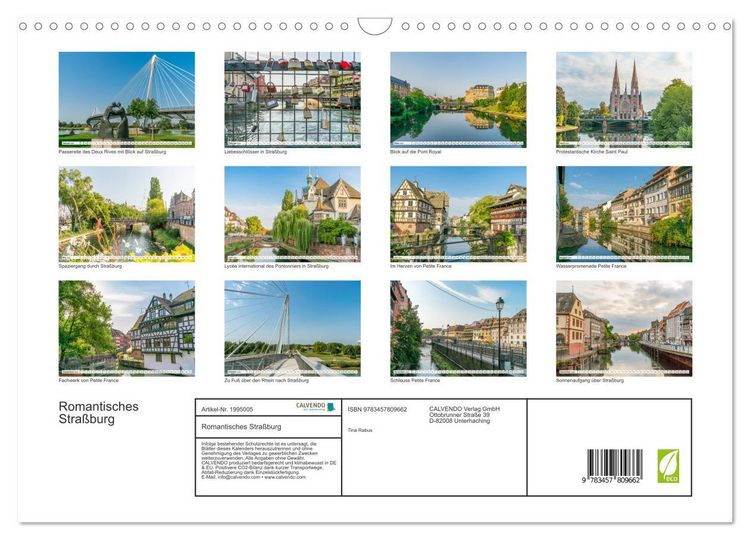 Produktbild: Romantisches Stra&szlig;burg (Wandkalender 2026 DIN A3 quer), CALVENDO Monatskalender