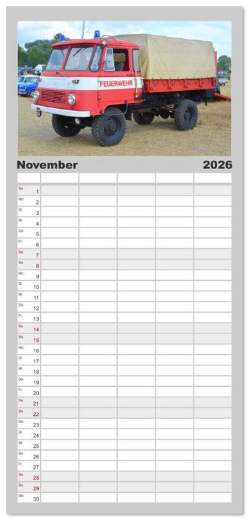 Produktbild: Familienplaner 2026 - DDR Feuerwehr Klassiker mit 5 Spalten (Wandkalender, 21 x 45 cm) CALVENDO