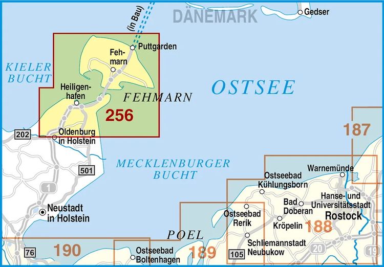 Produktbild: Radwander- und Wanderkarte Insel Fehmarn, Heiligenhafen und Umgebung