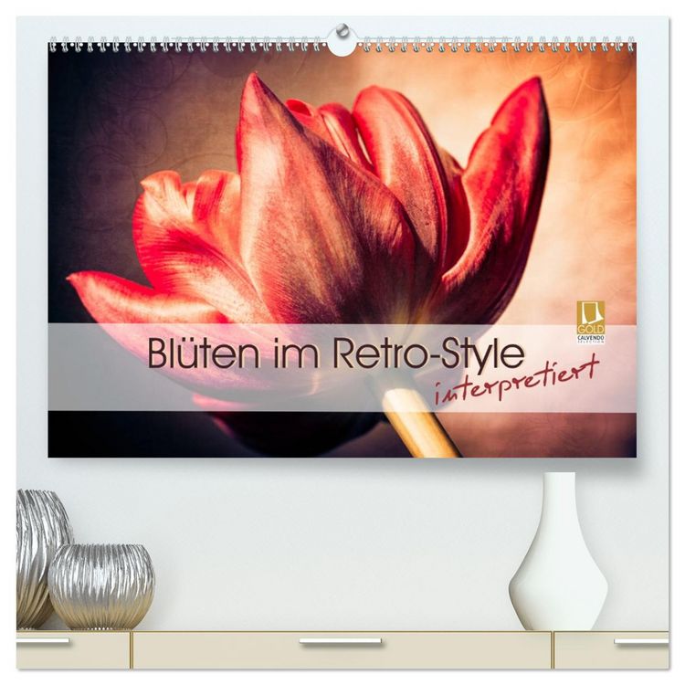 Produktbild: Bl&uuml;ten im Retro-Style (hochwertiger Premium Wandkalender 2026 DIN A2 quer), Kunstdruck in Hochglanz