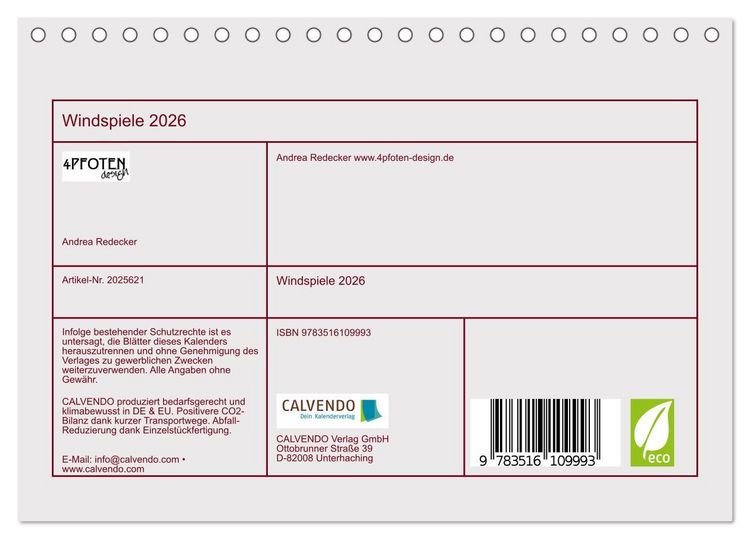 Produktbild: Windspiele 2026 (Tischkalender 2026 DIN A5 quer), CALVENDO Monatskalender