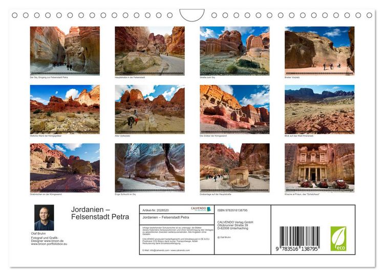 Produktbild: Jordanien &ndash; Felsenstadt Petra (Wandkalender 2026 DIN A4 quer), CALVENDO Monatskalender