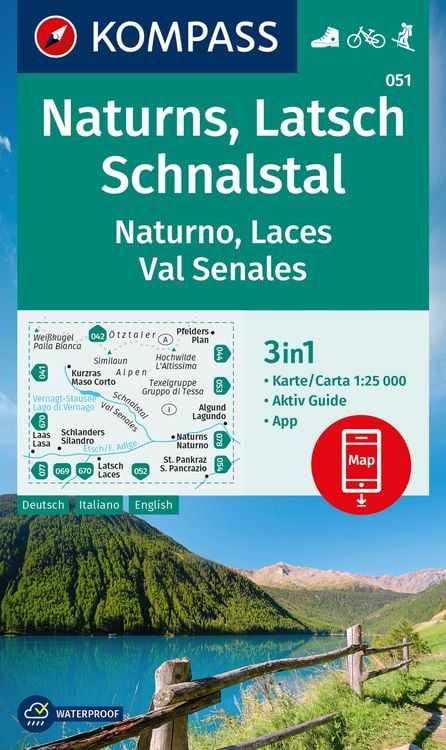 Produktbild: KOMPASS Wanderkarte 051 Naturns, Latsch, Schnalstal / Naturno, Laces, Val Senales 1:25.000