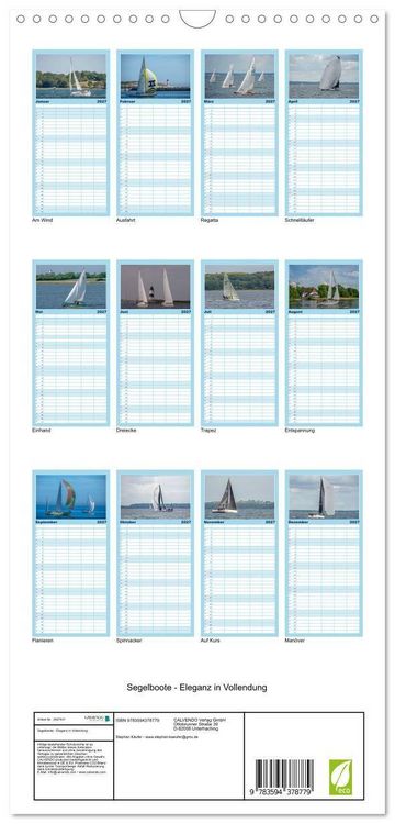 Produktbild: Familienplaner 2027 - Segelboote - Eleganz in Vollendung mit 5 Spalten (Wandkalender, 21 x 45 cm) CALVENDO