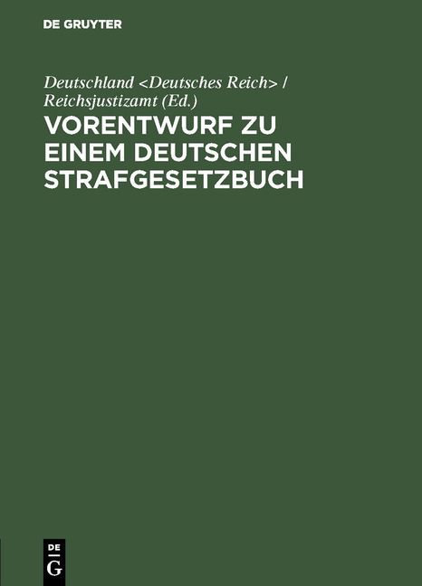 Produktbild: Vorentwurf zu einem deutschen Strafgesetzbuch