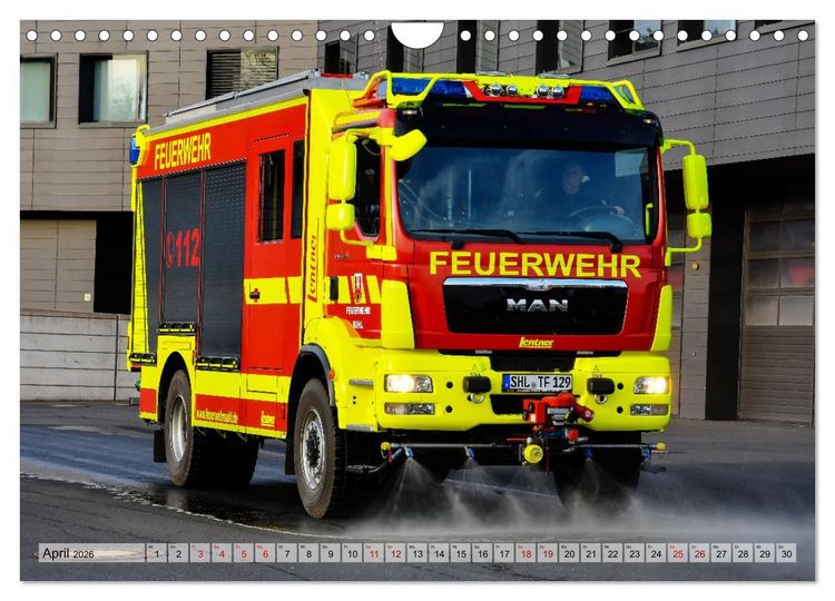 Produktbild: Feuerwehrfahrzeuge (Wandkalender 2026 DIN A4 quer), CALVENDO Monatskalender