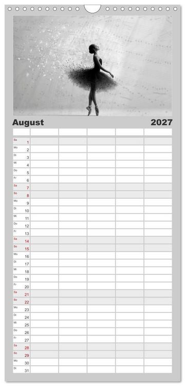 Produktbild: Familienplaner 2027 - Im Pas de Deux mit der Stille mit 5 Spalten (Wandkalender, 21 x 45 cm) CALVENDO