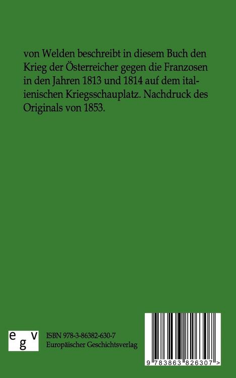 Produktbild: Der Krieg der &Ouml;sterreicher in Italien gegen die Franzosen in den Jahren 1813 & 1814