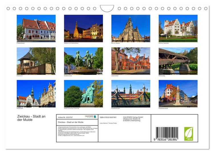 Produktbild: Zwickau - Stadt an der Mulde (Wandkalender 2026 DIN A4 quer), CALVENDO Monatskalender