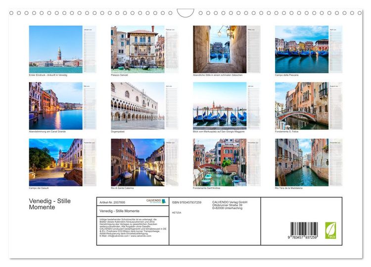 Produktbild: Venedig - Stille Momente (Wandkalender 2026 DIN A3 quer), CALVENDO Monatskalender