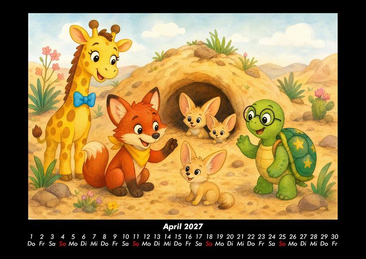 Produktbild: W&uuml;sten-Abenteuer mit Nala, Finn & Taz 2027 Fotokalender DIN A3