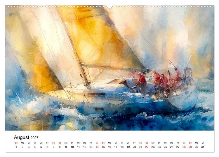 Produktbild: Segeln - Wind Eleganz (hochwertiger Premium Wandkalender 2027 DIN A2 quer), Kunstdruck in Hochglanz