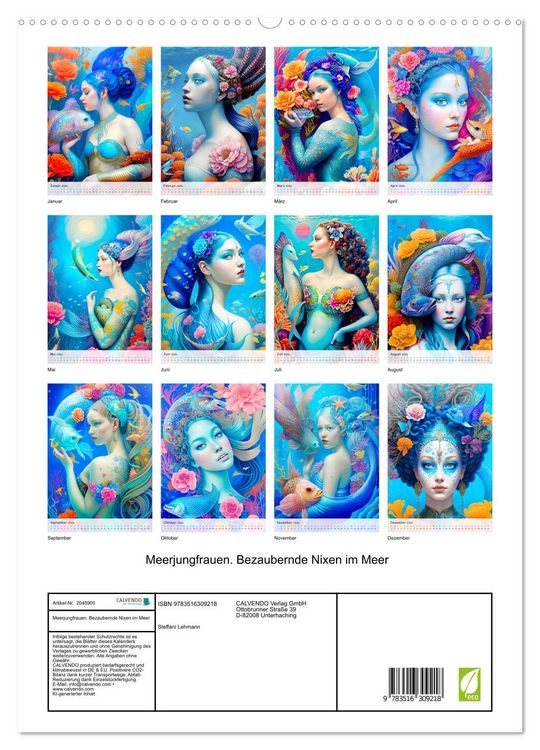 Produktbild: Meerjungfrauen. Bezaubernde Nixen im Meer (hochwertiger Premium Wandkalender 2026 DIN A2 hoch), Kunstdruck in Hochglanz