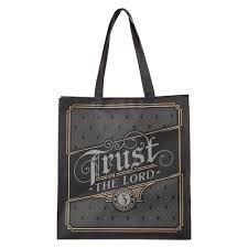 Produktbild: Trust in the Lord Charcoal and Gold Reusable Non-woven Shopping Tote